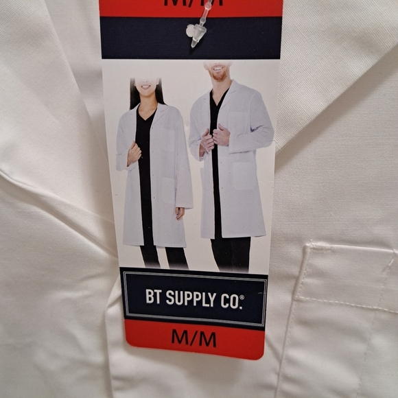 White Lab Coat B.T. Supply Co. Unisex Medium Button Front Men's Women's NWT - Picture 8 of 12